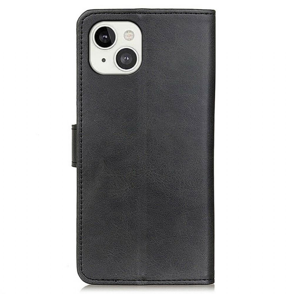 Folio-hoesje voor iPhone 13 Retro Mat Leereffect