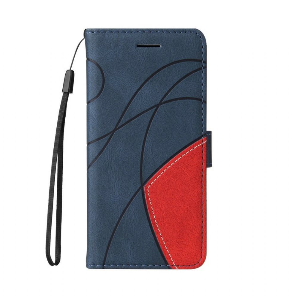 Folio-hoesje voor iPhone 13 Signature Tweekleurig Kunstleer