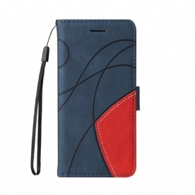 Folio-hoesje voor iPhone 13 Signature Tweekleurig Kunstleer