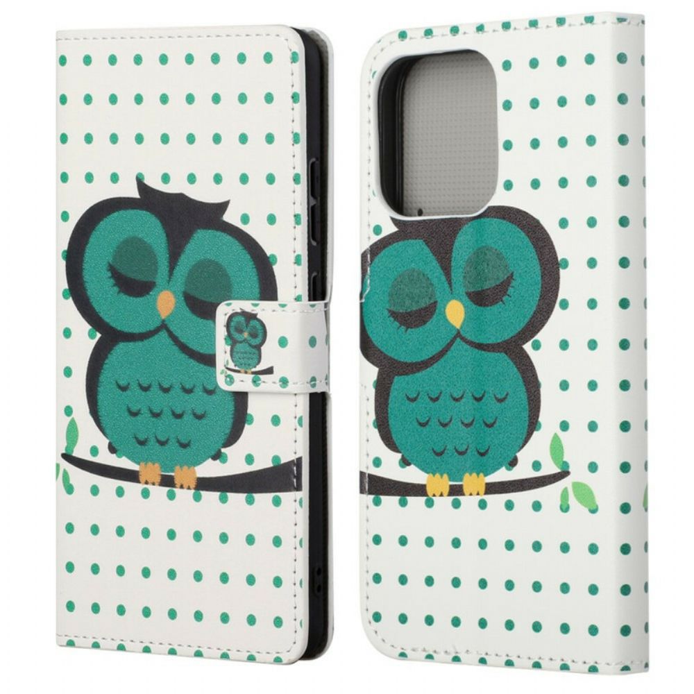 Folio-hoesje voor iPhone 13 Slapende Uil