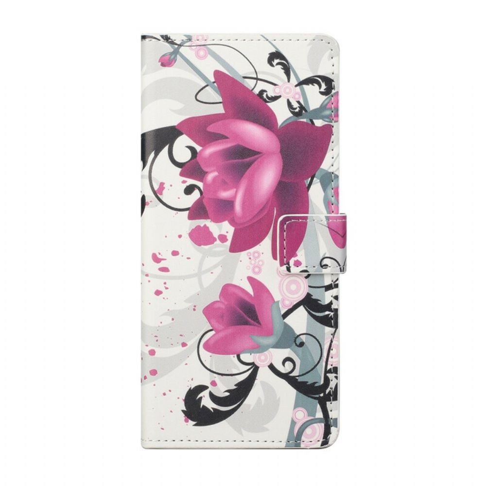 Folio-hoesje voor iPhone 13 Tropische Bloemen