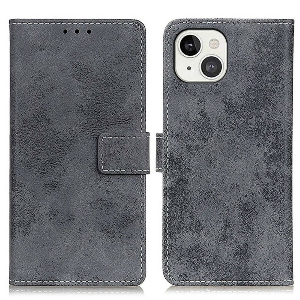 Folio-hoesje voor iPhone 13 Vintage Leereffect