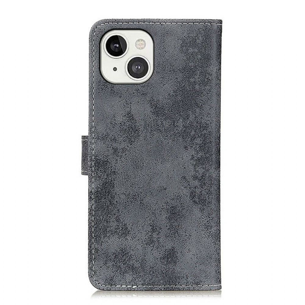 Folio-hoesje voor iPhone 13 Vintage Leereffect