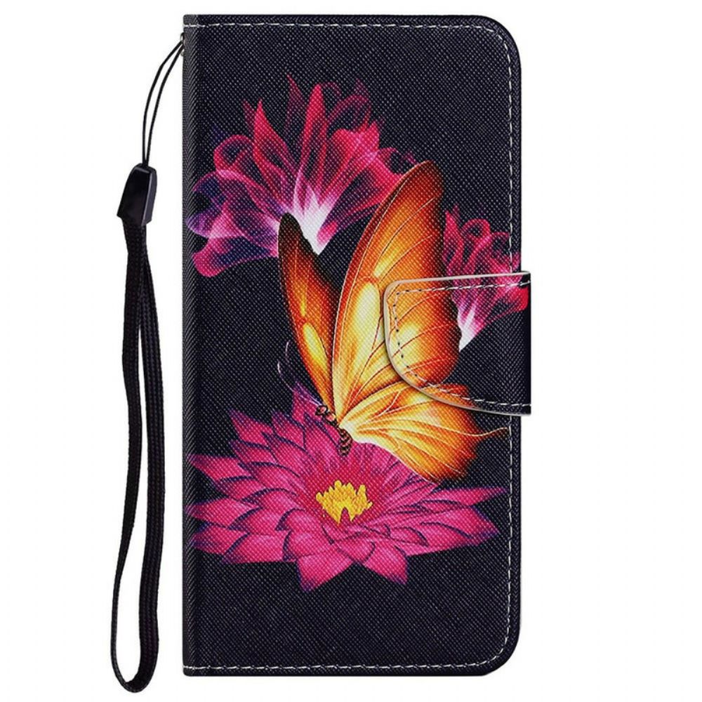 Folio-hoesje voor iPhone 13 Vlinder En Lotus