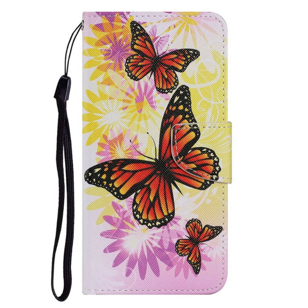 Folio-hoesje voor iPhone 13 Vlinders En Zomerbloemen