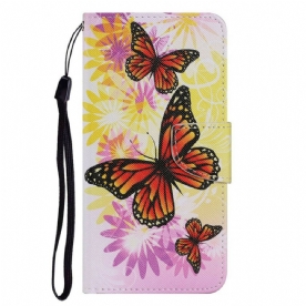 Folio-hoesje voor iPhone 13 Vlinders En Zomerbloemen