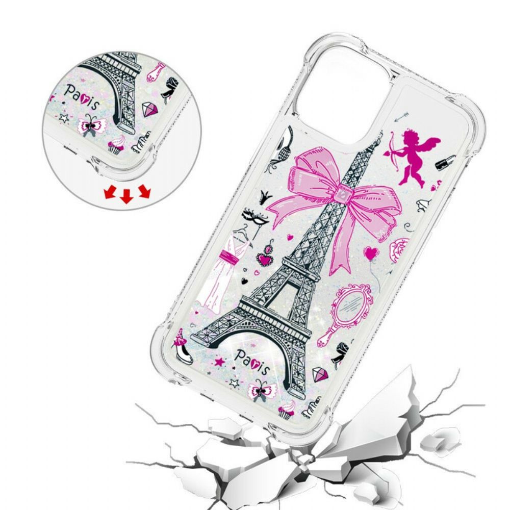 Hoesje voor iPhone 13 Eiffeltoren Glitter