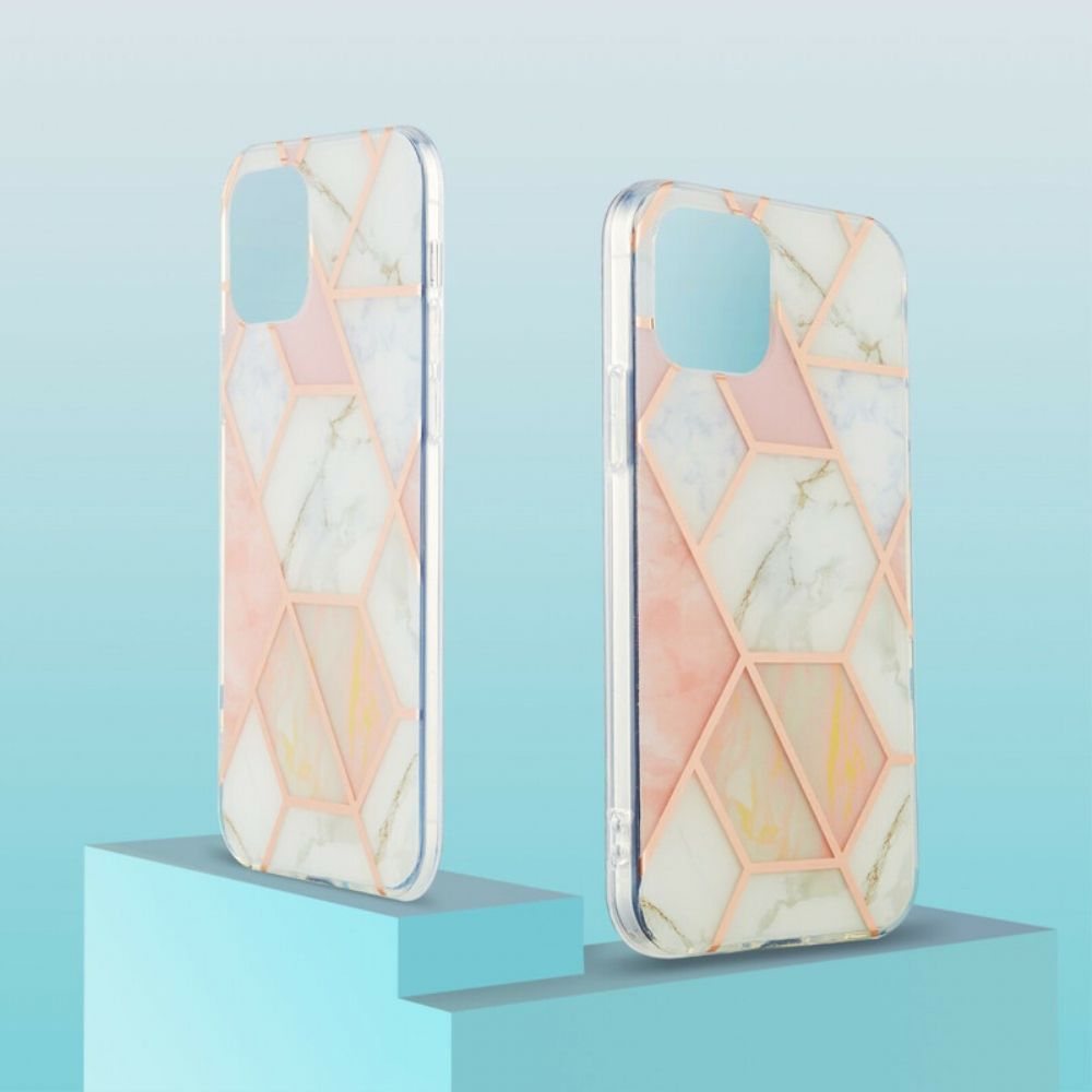 Hoesje voor iPhone 13 Flitsachtig Geometrisch Marmer