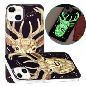 Hoesje voor iPhone 13 Fluorescerend Majestueus Hert