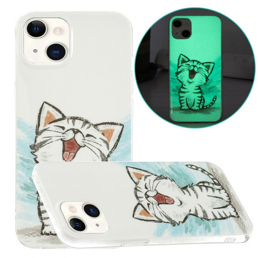 Hoesje voor iPhone 13 Fluorescerende Kat