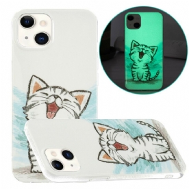 Hoesje voor iPhone 13 Fluorescerende Kat