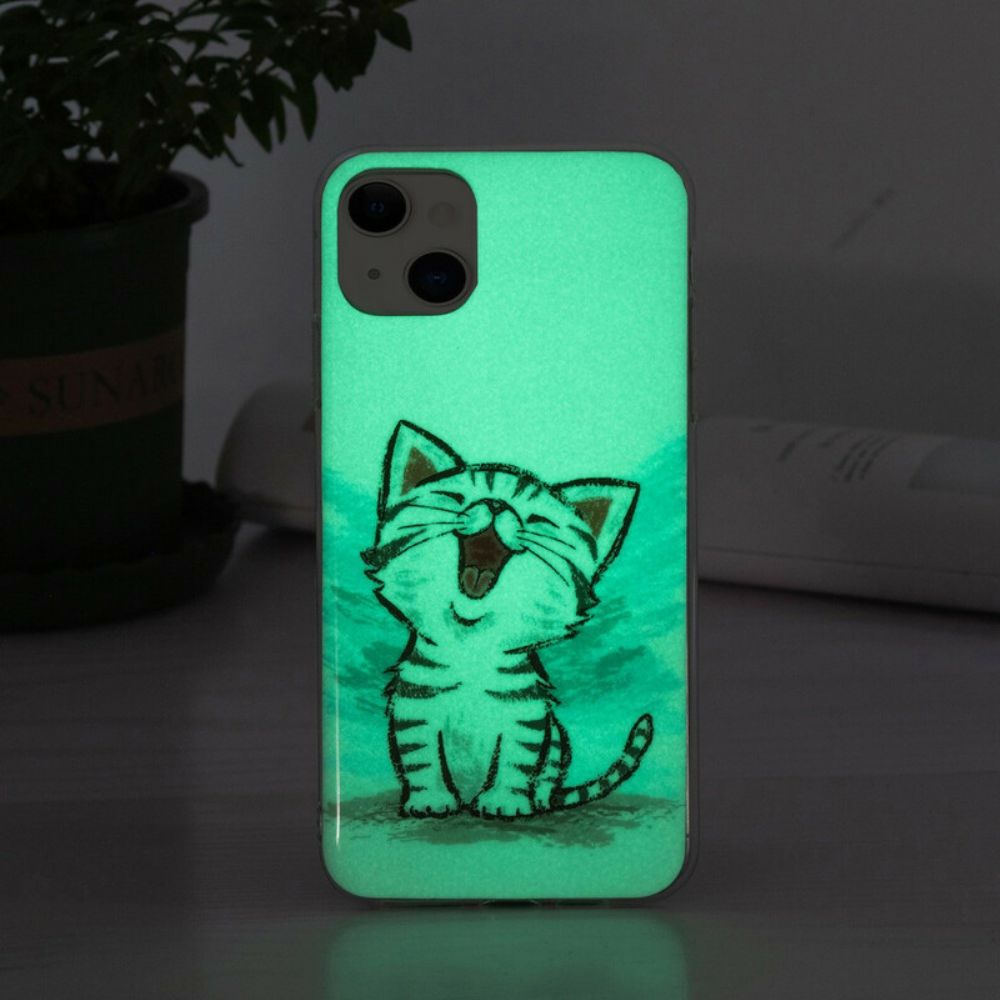 Hoesje voor iPhone 13 Fluorescerende Kat