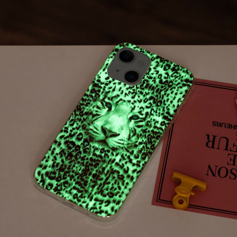 Hoesje voor iPhone 13 Fluorescerende Luipaard