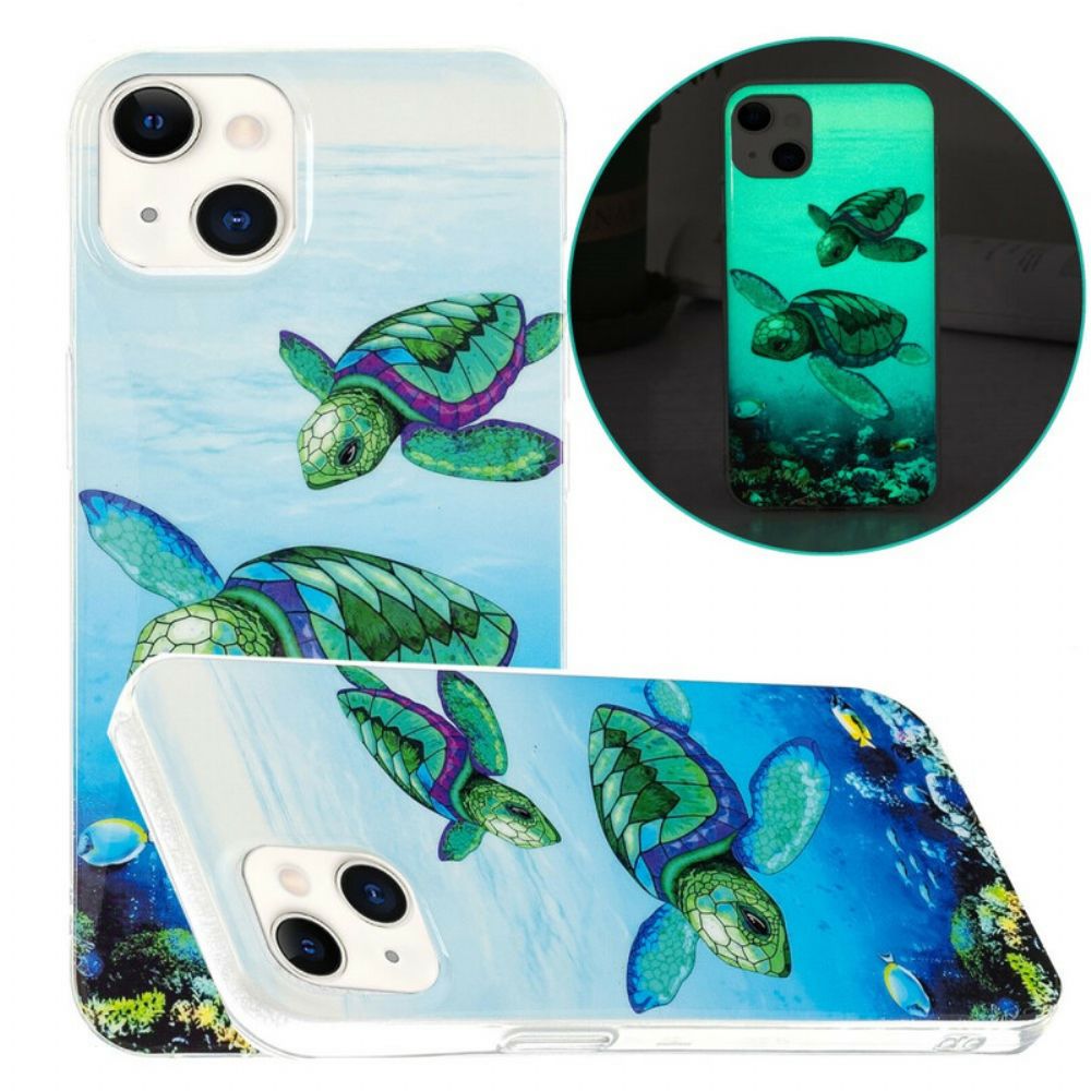 Hoesje voor iPhone 13 Fluorescerende Schildpadden