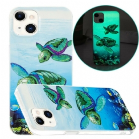 Hoesje voor iPhone 13 Fluorescerende Schildpadden