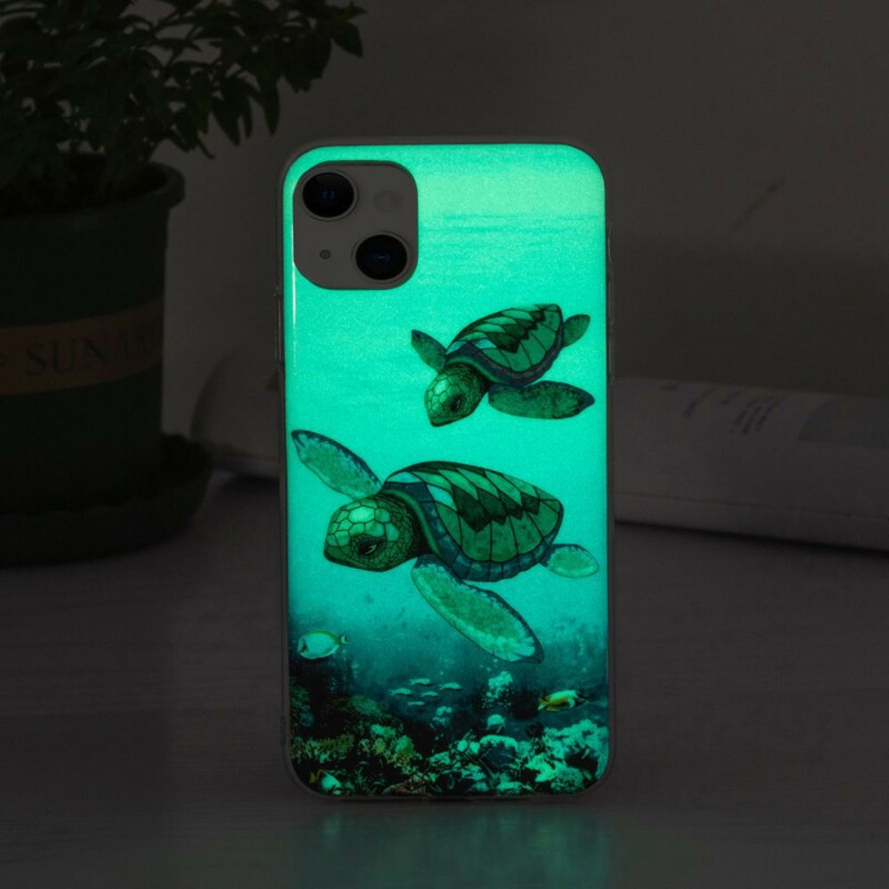 Hoesje voor iPhone 13 Fluorescerende Schildpadden