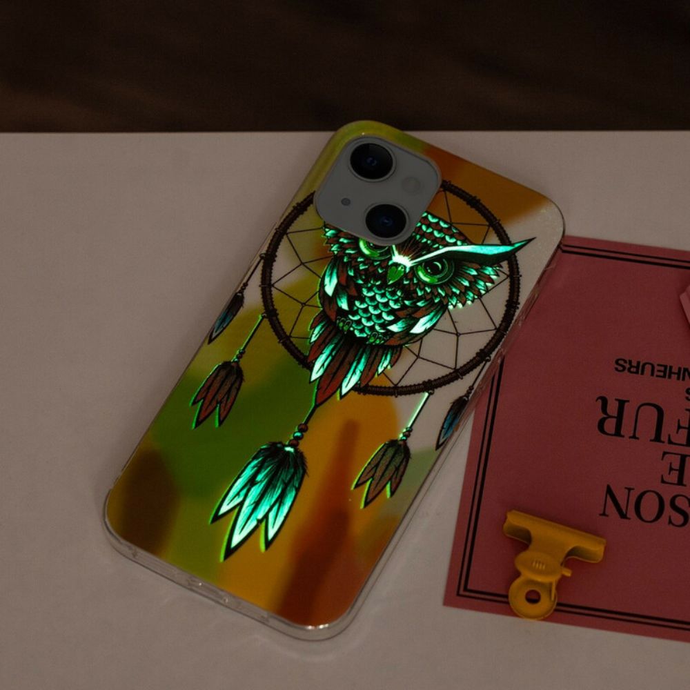 Hoesje voor iPhone 13 Fluorescerende Uil Dromenvanger