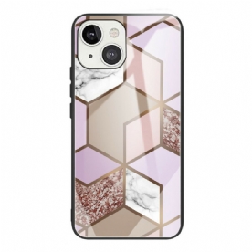 Hoesje voor iPhone 13 Geometrie Marmer Gehard Glas