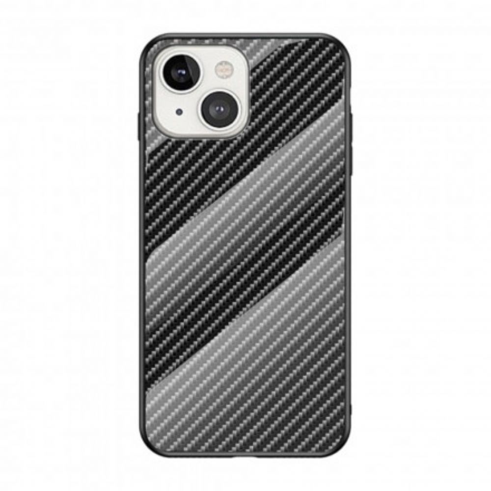 Hoesje voor iPhone 13 Koolstofvezel Gehard Glas