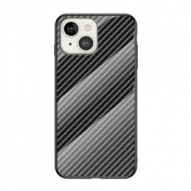 Hoesje voor iPhone 13 Koolstofvezel Gehard Glas