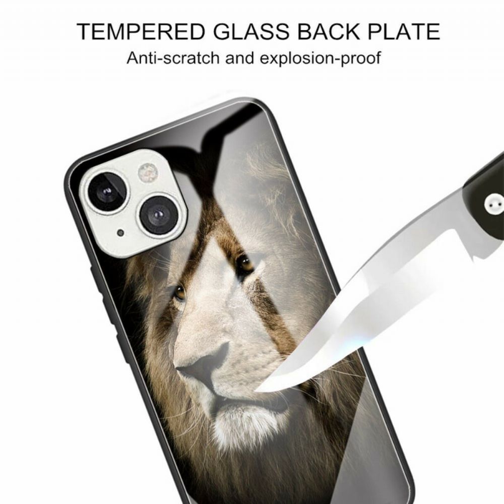 Hoesje voor iPhone 13 Leeuwenkop Gehard Glas