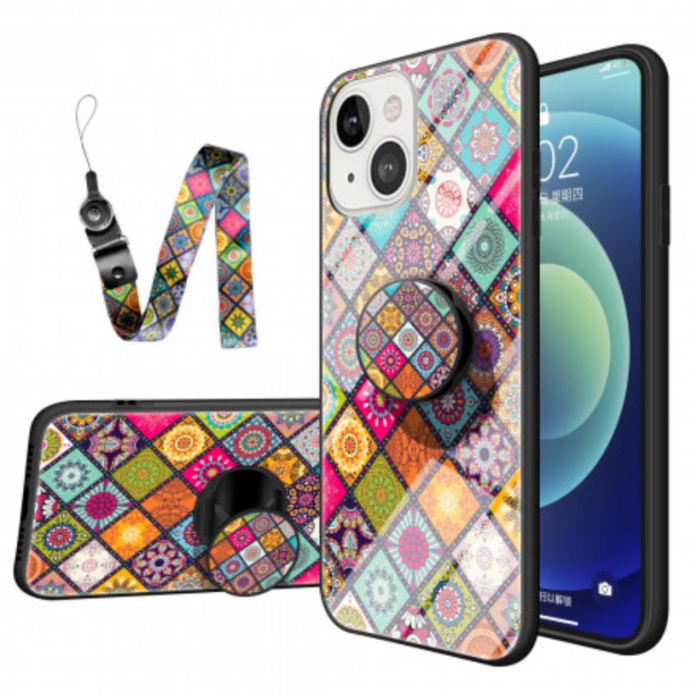 Hoesje voor iPhone 13 Magnetische Patchwork Houder