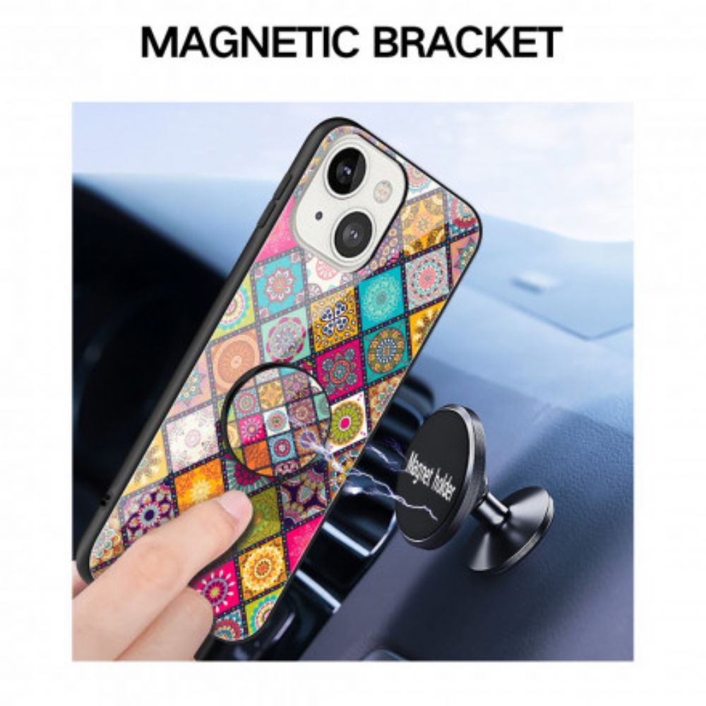 Hoesje voor iPhone 13 Magnetische Patchwork Houder