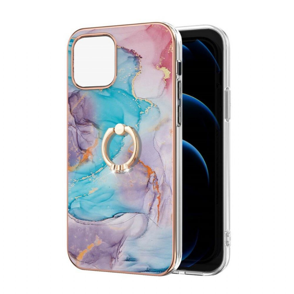 Hoesje voor iPhone 13 Marmer Met Ring-steun