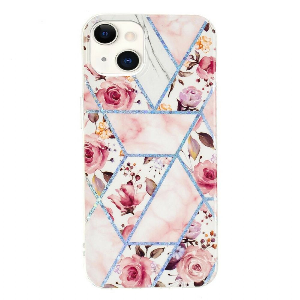 Hoesje voor iPhone 13 Marmerbloemen