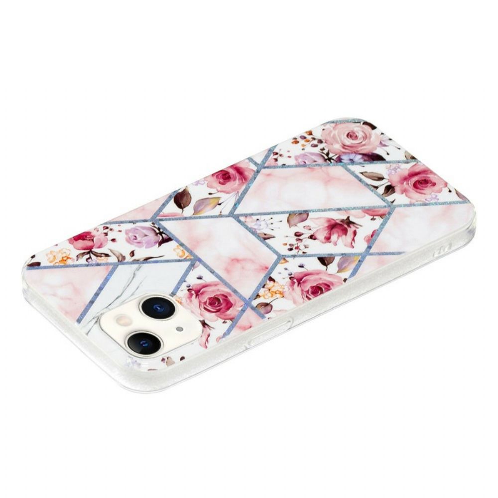 Hoesje voor iPhone 13 Marmerbloemen