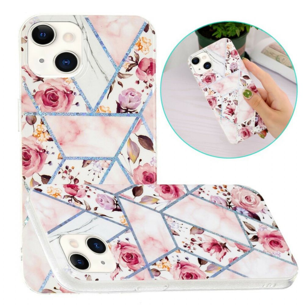 Hoesje voor iPhone 13 Marmerbloemen