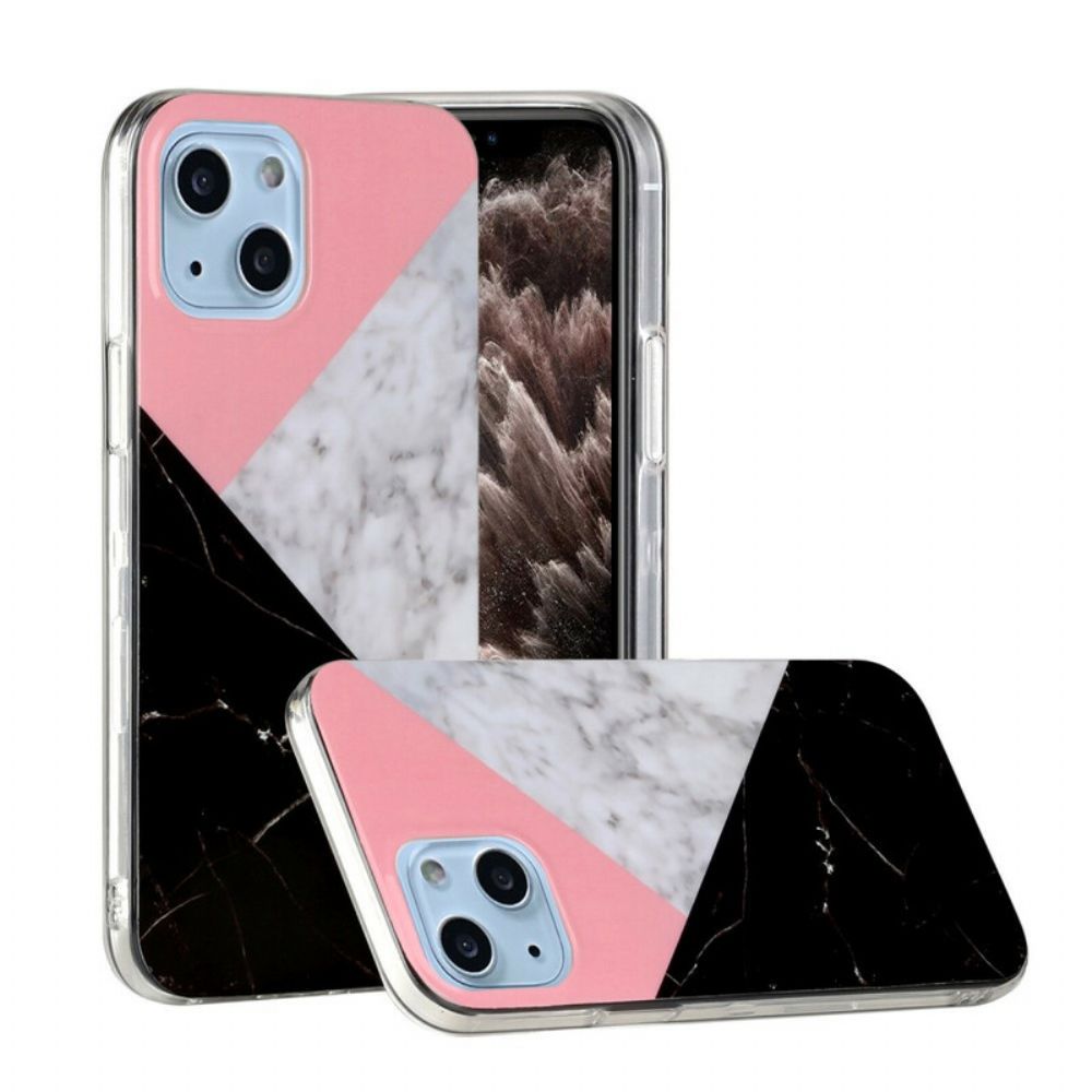 Hoesje voor iPhone 13 Marmeren Geometrieën