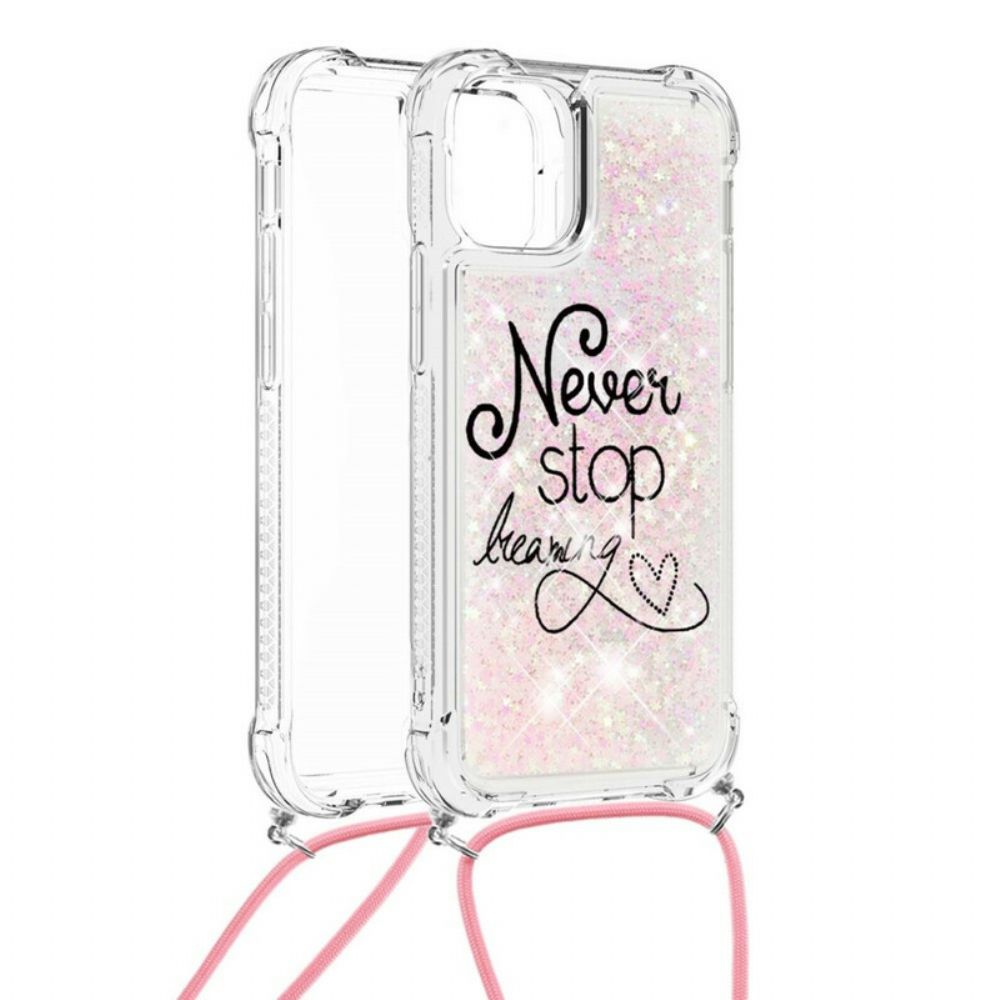 Hoesje voor iPhone 13 Met Koord Stop Nooit Met Paillettenkoord