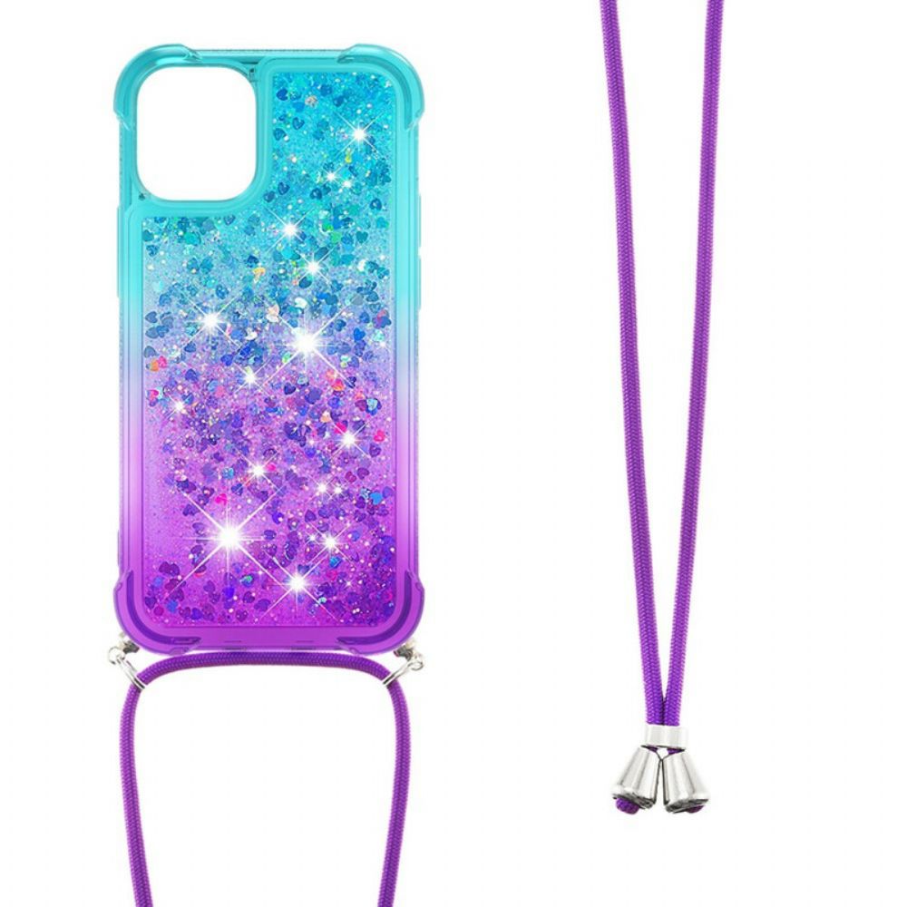 Hoesje voor iPhone 13 Siliconen Glitter En Koord