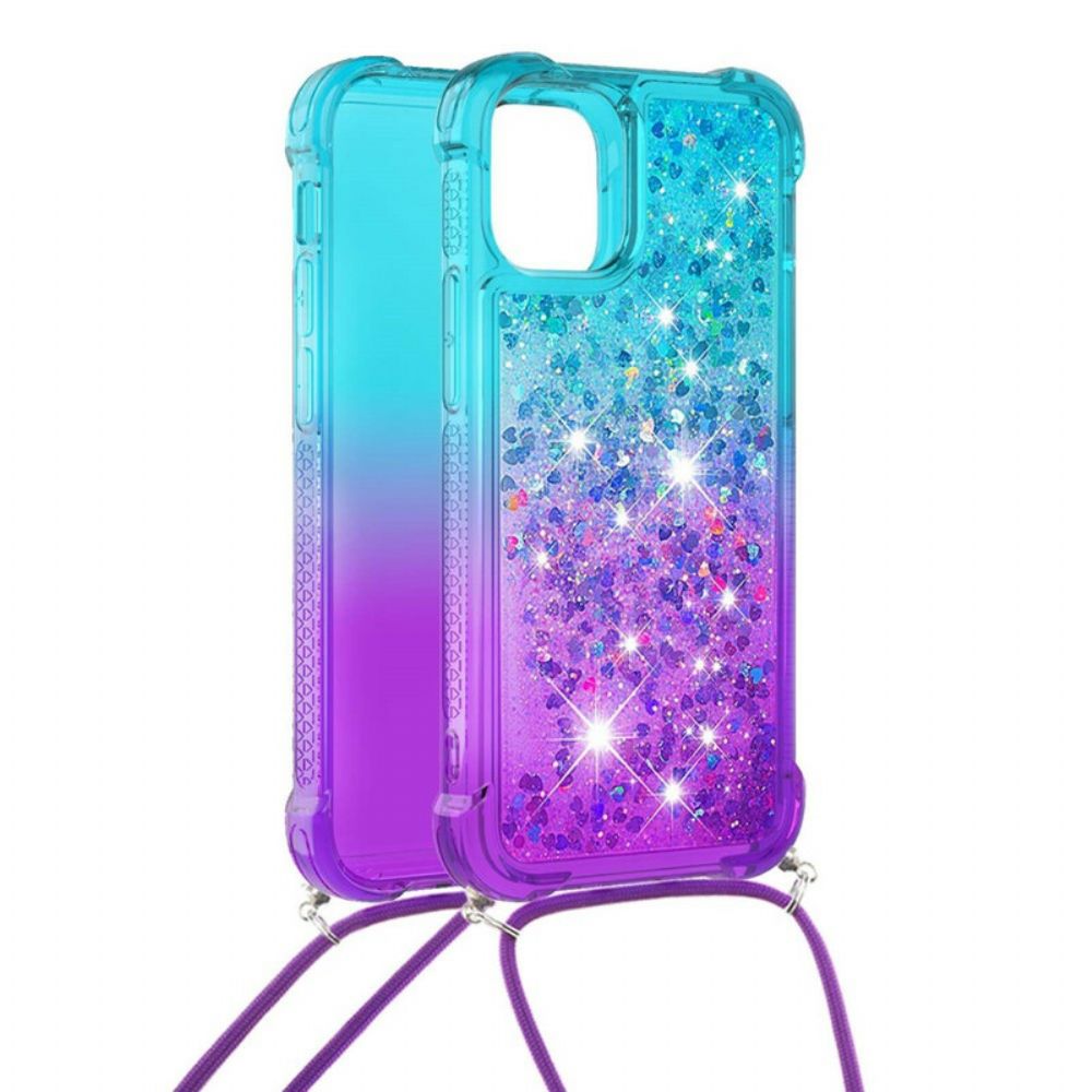 Hoesje voor iPhone 13 Siliconen Glitter En Koord