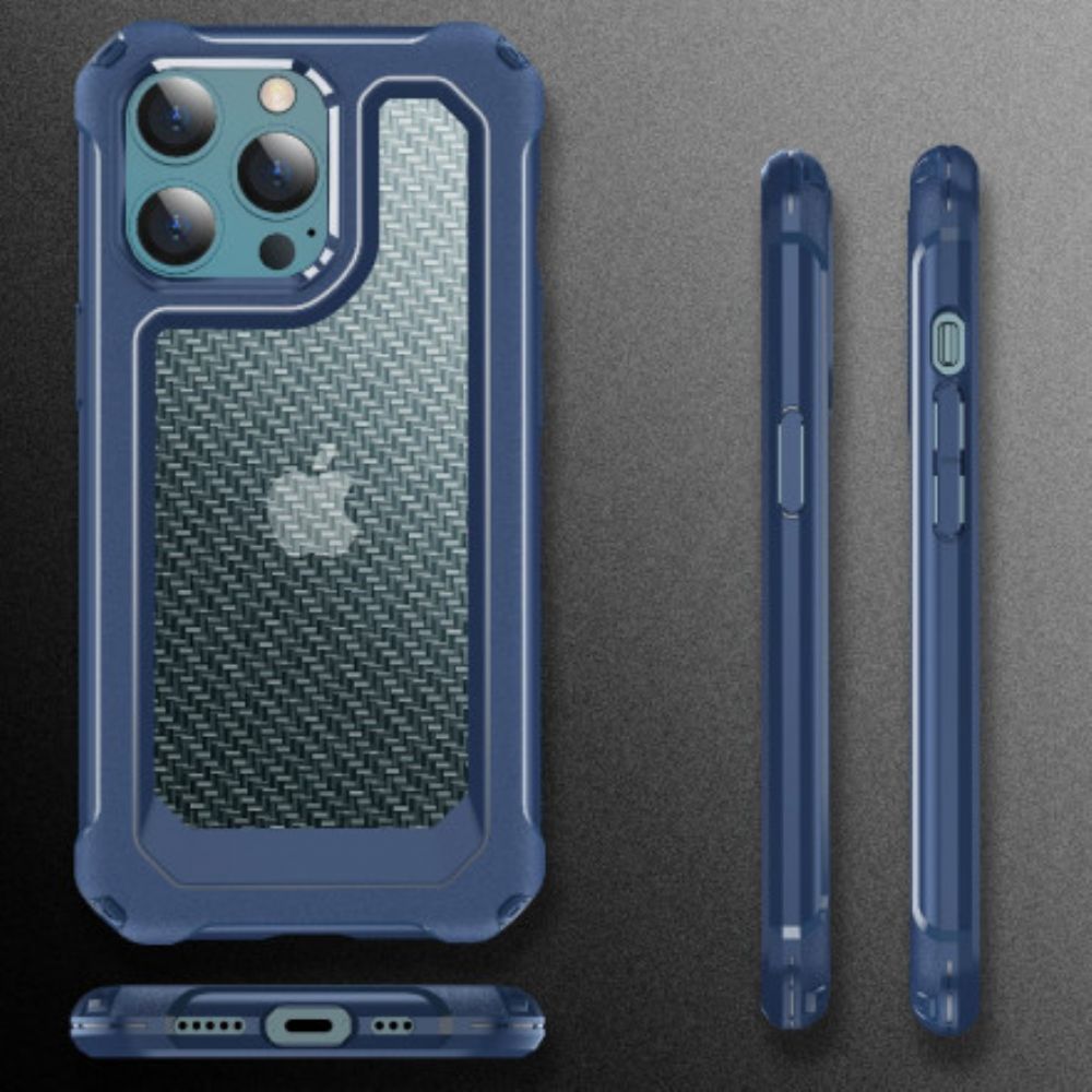 Hoesje voor iPhone 13 Transparante Koolstofvezeltextuur