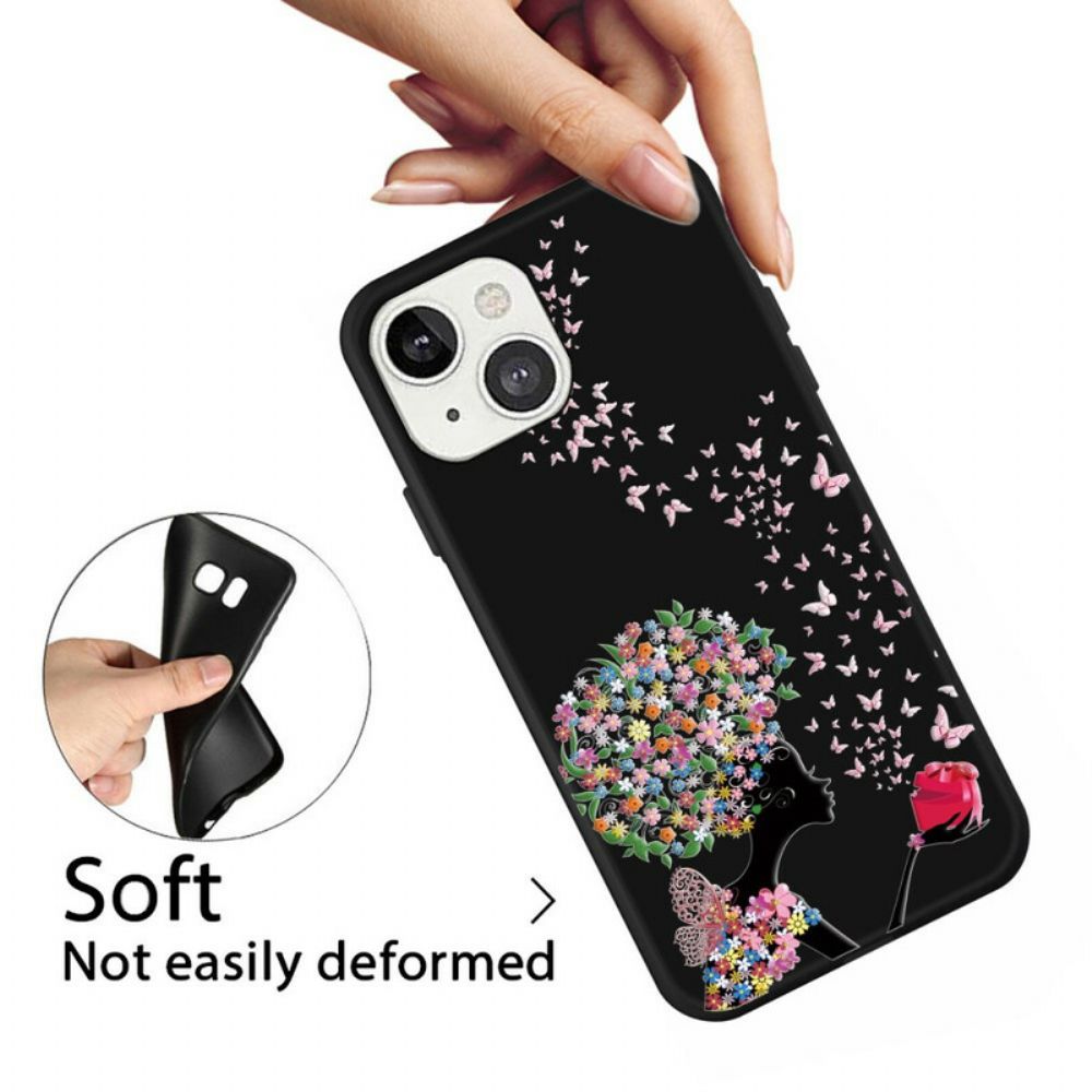 Hoesje voor iPhone 13 Vrouw Met Bloemhoofd