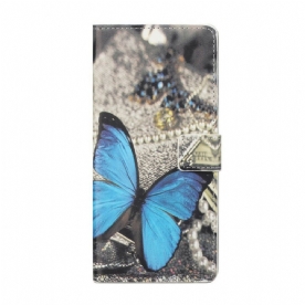 Leren Hoesje voor iPhone 13 Blauwe Vlinder