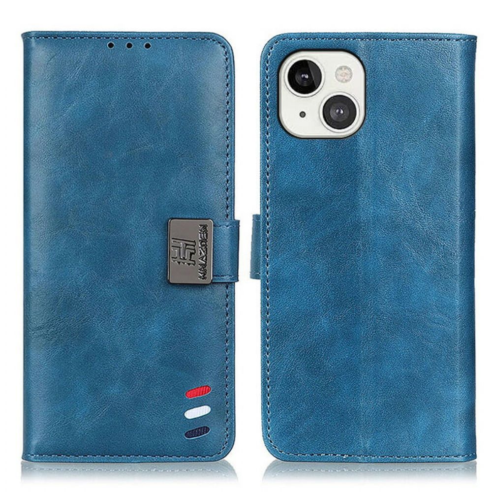 Leren Hoesje voor iPhone 13 Driekleurig Vintage Leereffect