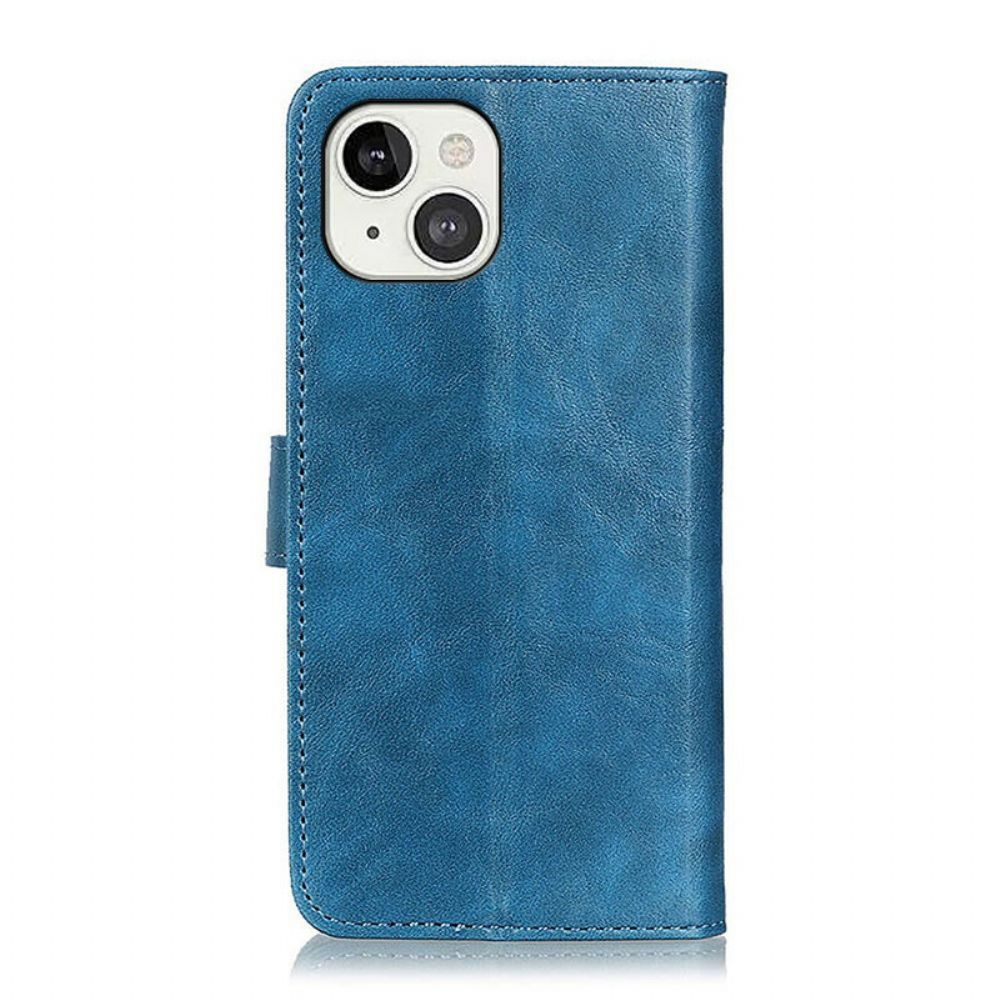 Leren Hoesje voor iPhone 13 Driekleurig Vintage Leereffect