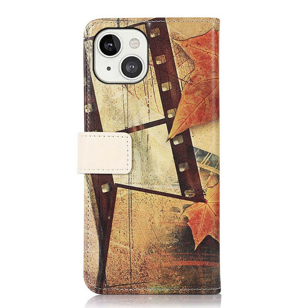 Leren Hoesje voor iPhone 13 Eiffeltoren In De Herfst