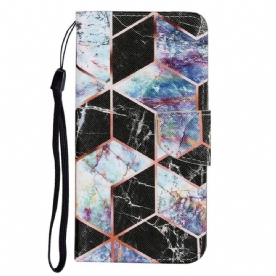 Leren Hoesje voor iPhone 13 Geometrische Marmerstijl