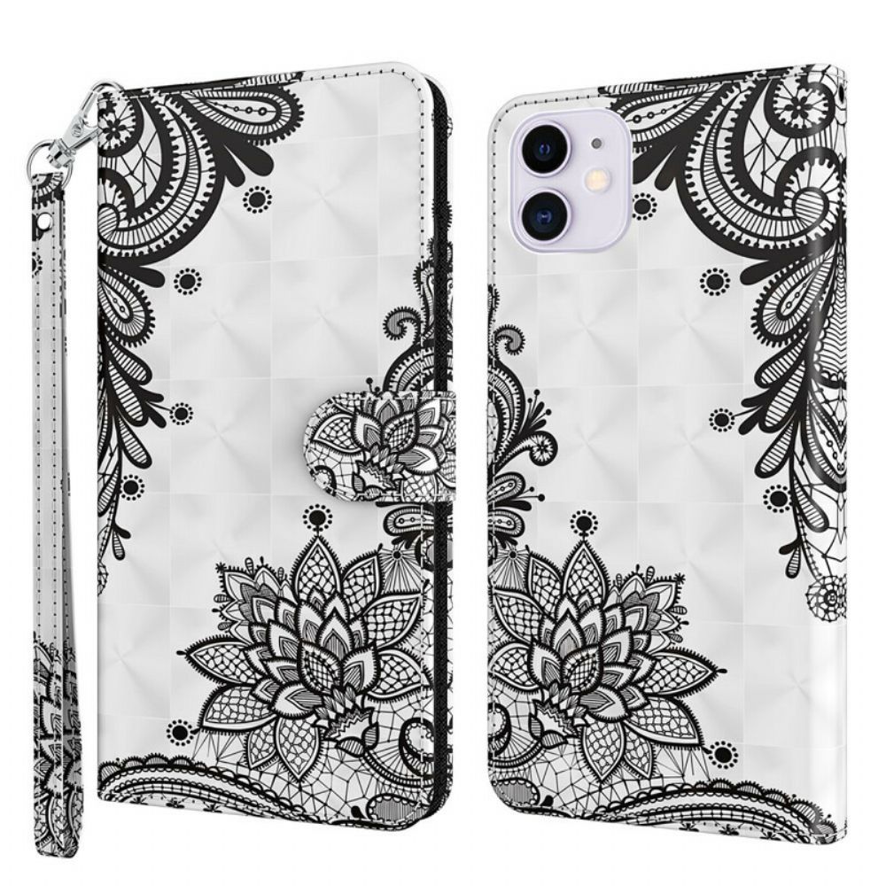 Leren Hoesje voor iPhone 13 Kant Bloemen