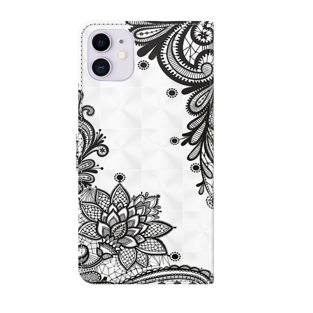 Leren Hoesje voor iPhone 13 Kant Bloemen