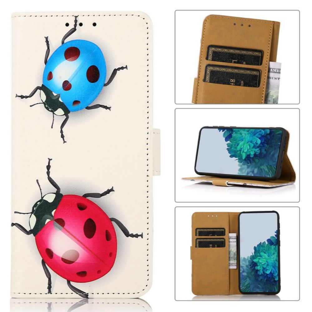 Leren Hoesje voor iPhone 13 Lieveheersbeestjes