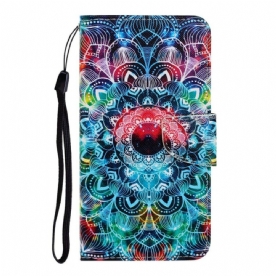 Leren Hoesje voor iPhone 13 Met Ketting Knipperende Mandala Met Bandjes