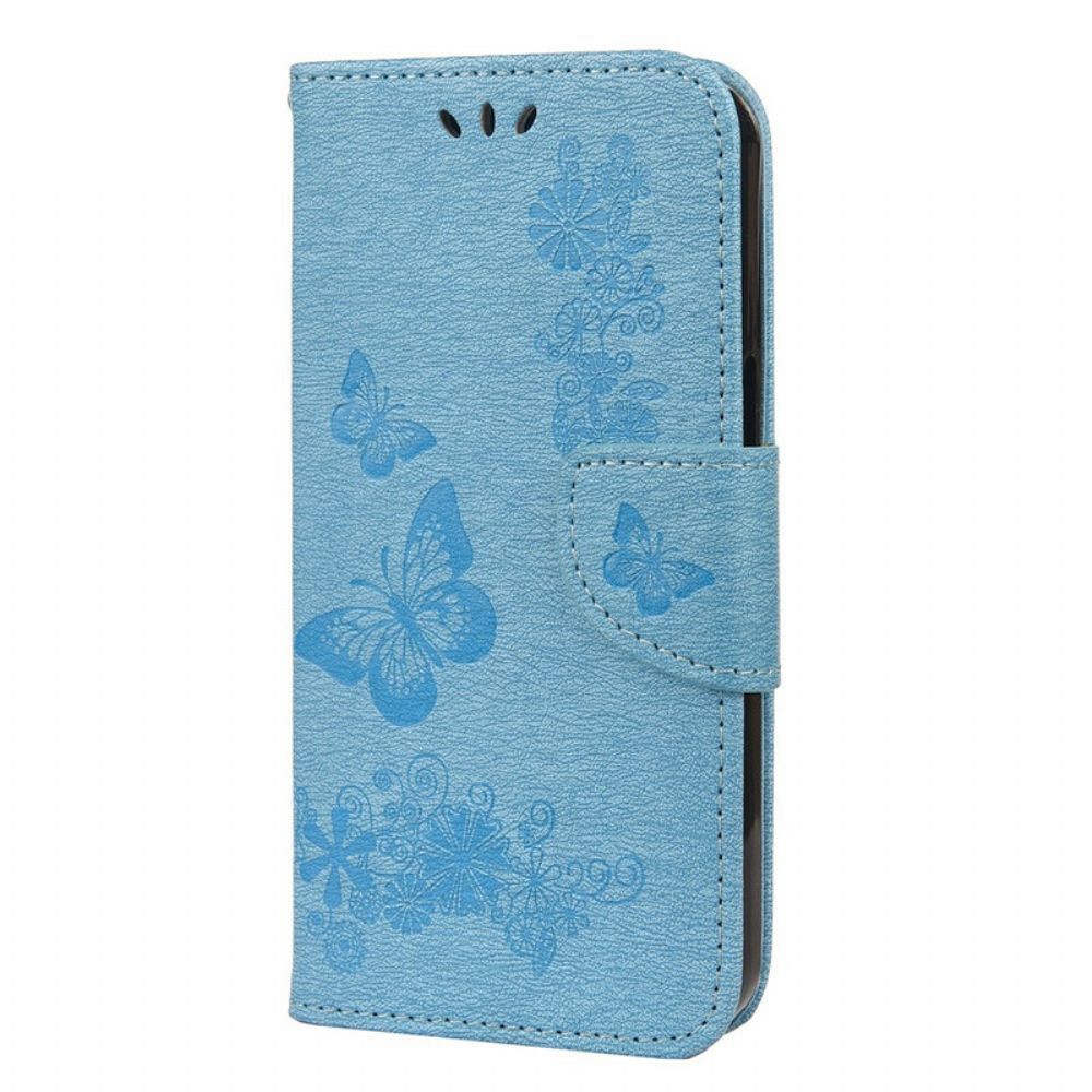 Leren Hoesje voor iPhone 13 Met Ketting Prachtige Vlinders Met Riem