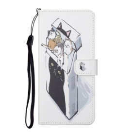 Leren Hoesje voor iPhone 13 Met Ketting Thong Kat Levering