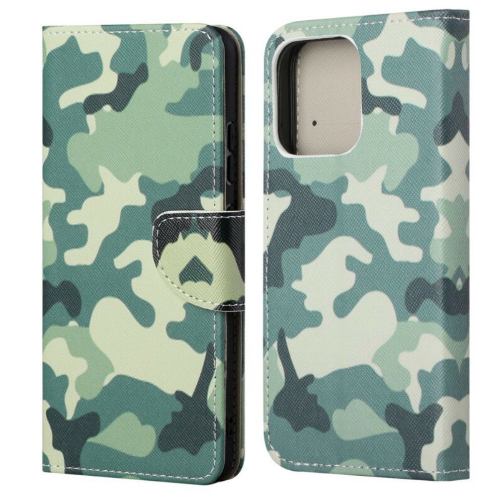 Leren Hoesje voor iPhone 13 Militaire Camouflage