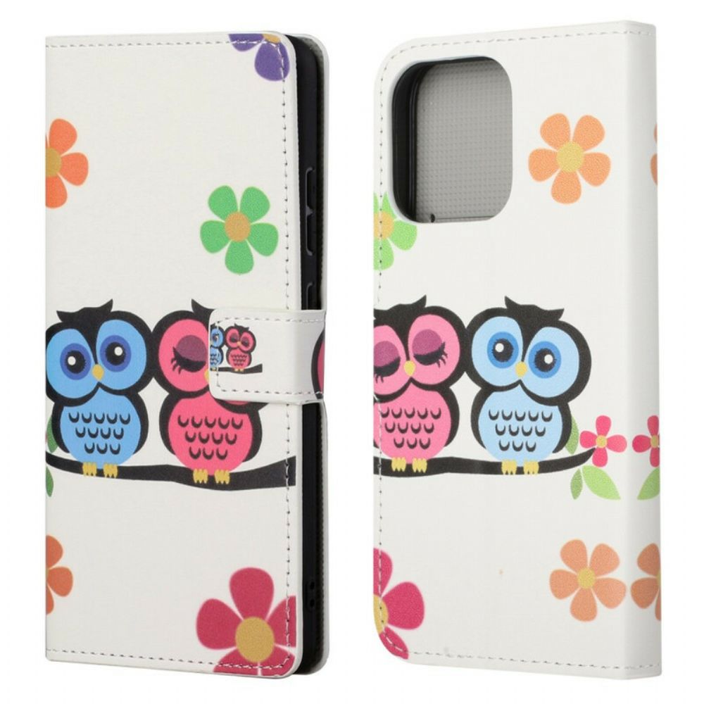 Leren Hoesje voor iPhone 13 Paar Uilen